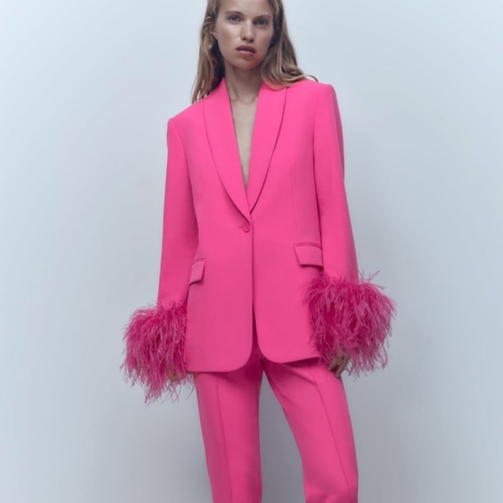 Zara Feather Sleeve Blazer